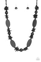 Carefree Cococay - Black Wood Necklace (Paparazzi)