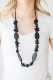 Carefree Cococay - Black Wood Necklace (Paparazzi)