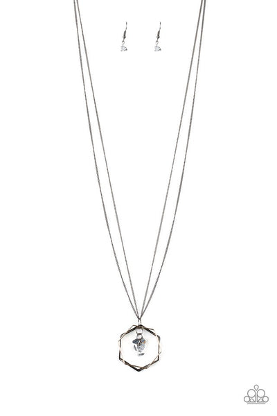 Chickly Geocentric white necklace (Paparazzi)