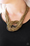 Knotted Knockout Brass necklace paparazzi
