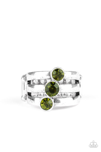 Triple The Twinkle Green ring paparazzi